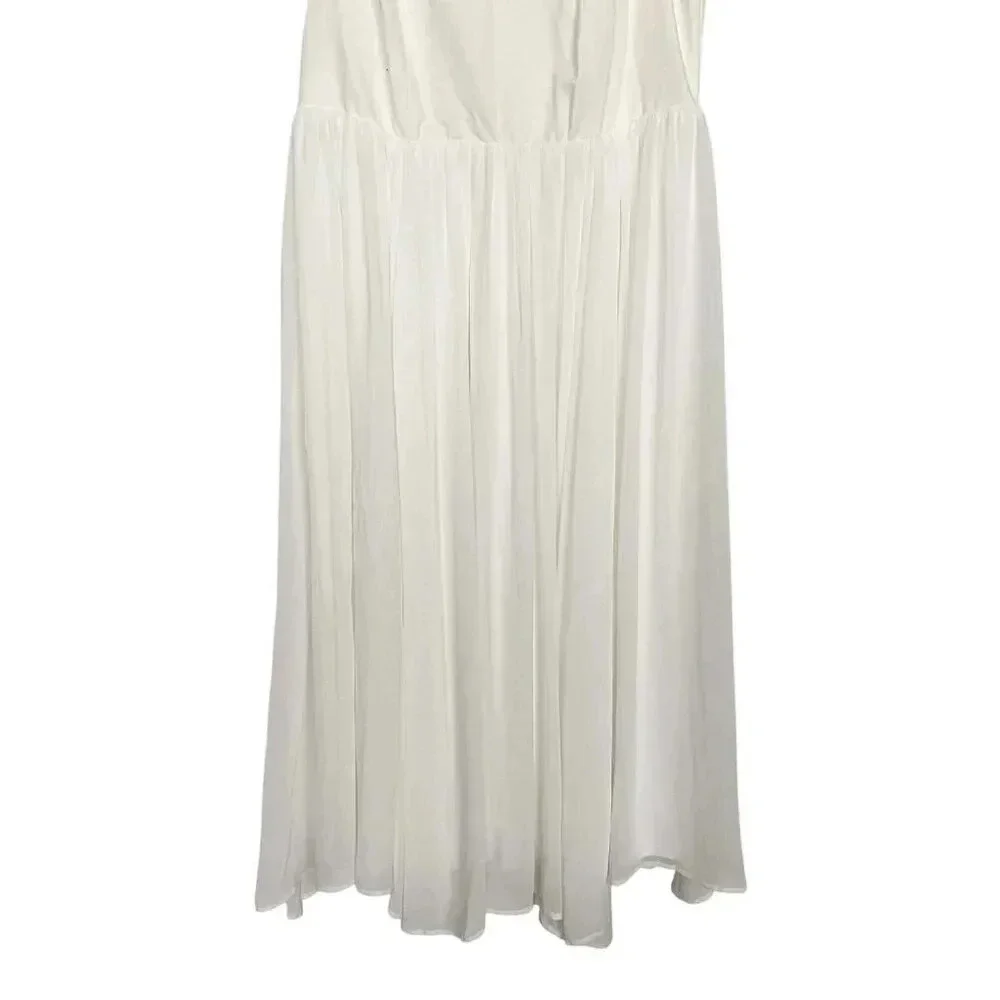 Torrid Chiffon Midi Dress Ivory Sleeveless V-Neck Wedding - Picture 5 of 9